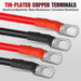 Battery Inverter Cable Set with Terminals 12V 2AWG Car Battery Connection Line Cable Stranded Copper Cord red black wire-BeeSpareParts