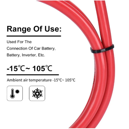 Battery Inverter Cable Set with Terminals 8/6AWG Stranded Copper Cord Solar Power Connection Wire with Lug-BeeSpareParts
