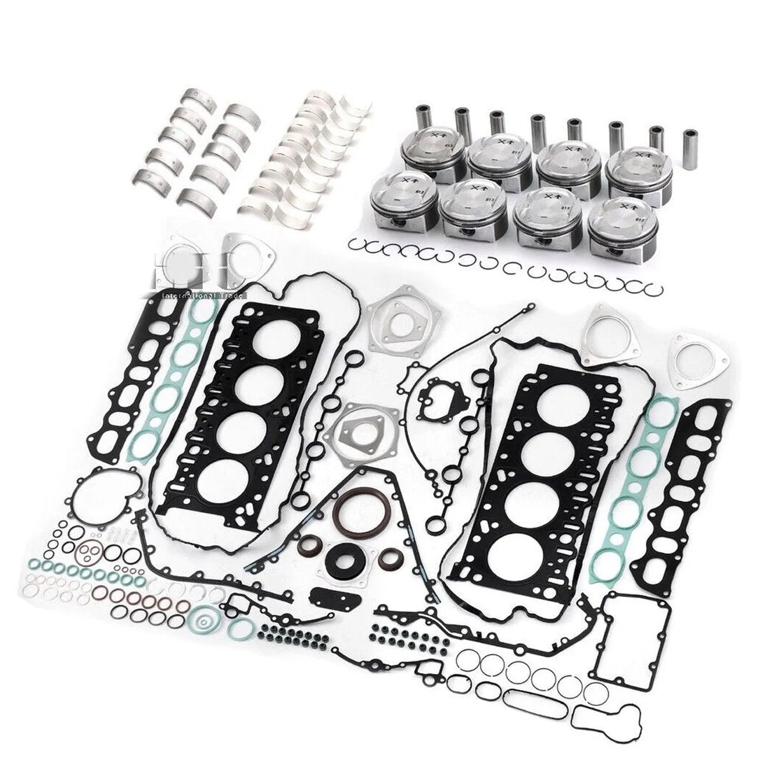 Engine Overhaul Rebuild Pistons Gasket Seals Bearing Shells Kit for Porsche Cayenne S 4.5 V8 M48.00-BeeSpareParts
