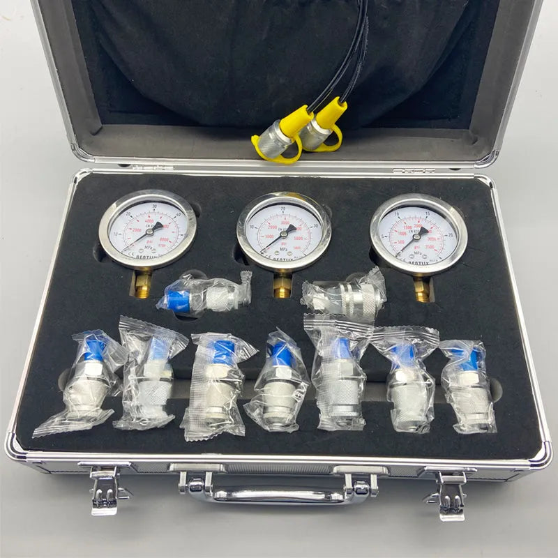 Excavator High precision hydraulic oil pressure gauge Hydraulic repair box set Excavator pilot pump detection instrument-BeeSpareParts