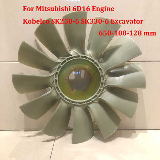 For Mitsubishi 6D16 Engine Kobelco SK250-6 SK330-6 Excavator Cooling Fan Blade