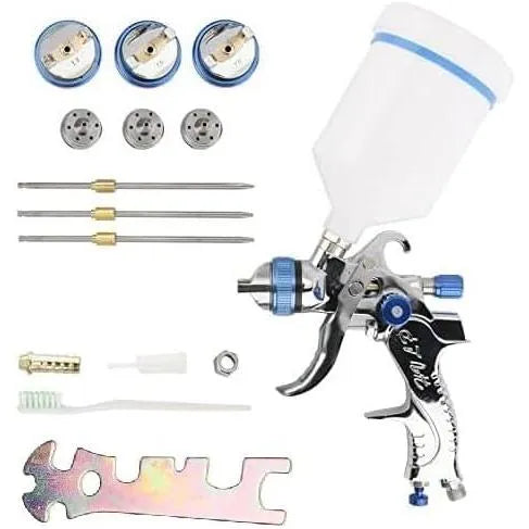 HVLP Gravity Feed Air Spray Gun with 3 Nozzles 1.4mm 1.7mm 2.0mm, Air Paint Kits with 600cc Cup for Car/Home Domestic/Industrial Primer, Furniture Surface Painting, Coatings Spraying-BeeSpareParts