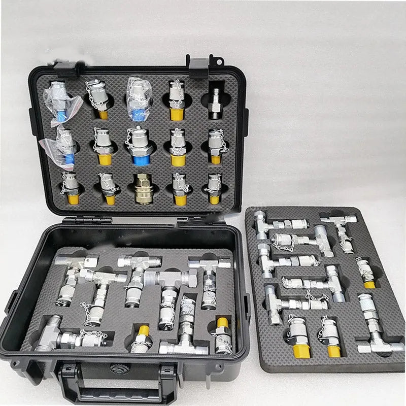 Hydraulic Parts Diagnostic Tool Tee Adapter Pressure Gauge Set Test Kits Pressure Tee Joint Box-BeeSpareParts