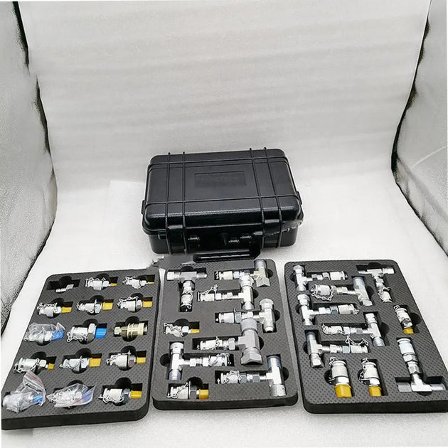 Hydraulic Parts Diagnostic Tool Tee Adapter Pressure Gauge Set Test Kits Pressure Tee Joint Box-BeeSpareParts