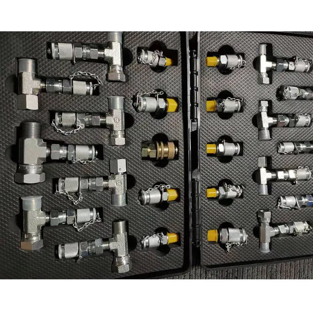 Hydraulic Pressure Gauge Set Diagnostic Test Kits Pressure Tee Joint Box Diagnostic Tool Adapter-BeeSpareParts