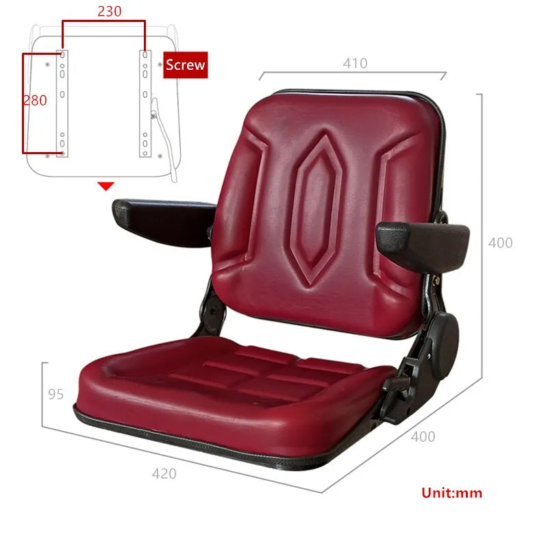 400X420X400mm Forklift Seat With Armrest For Forklift Truck,Tractor,Skid Loader-Replacement Aftermarket Parts