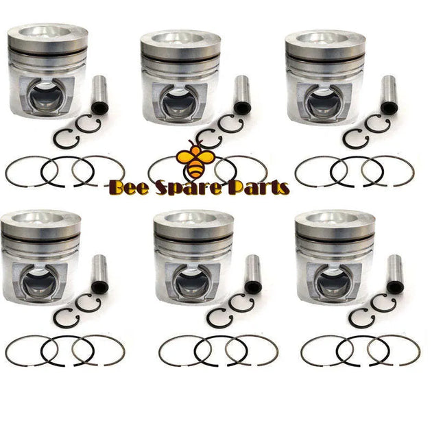 New 6 Sets STD Piston Kit With Ring 3907156 Fit For Cummins 4BTA 6BTA Engine 102MM-商业/工业-BeeSpareParts