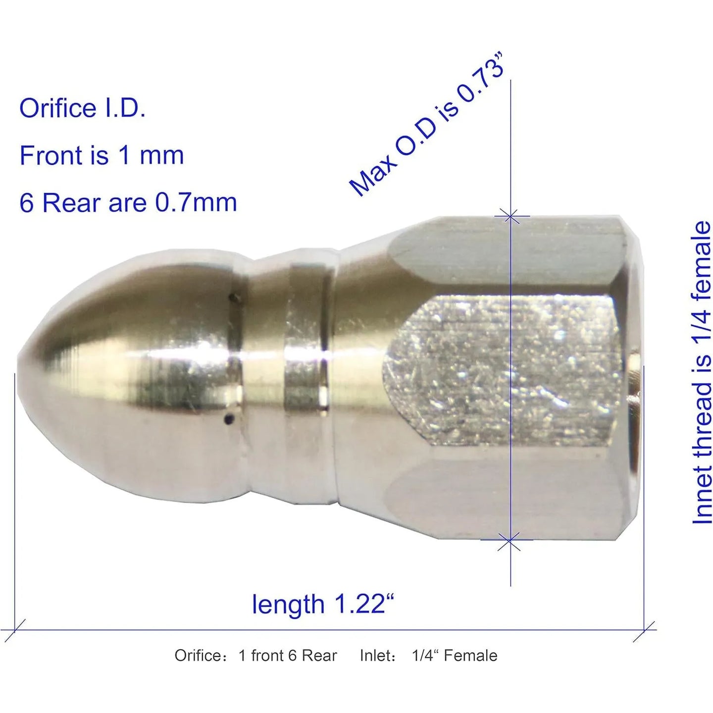 XZT 1/4" Female 4000psi Sewer Jetter Nozzle (S16),button Nose,Pressure Drain Jetter Hose Nozzle-BeeSpareParts