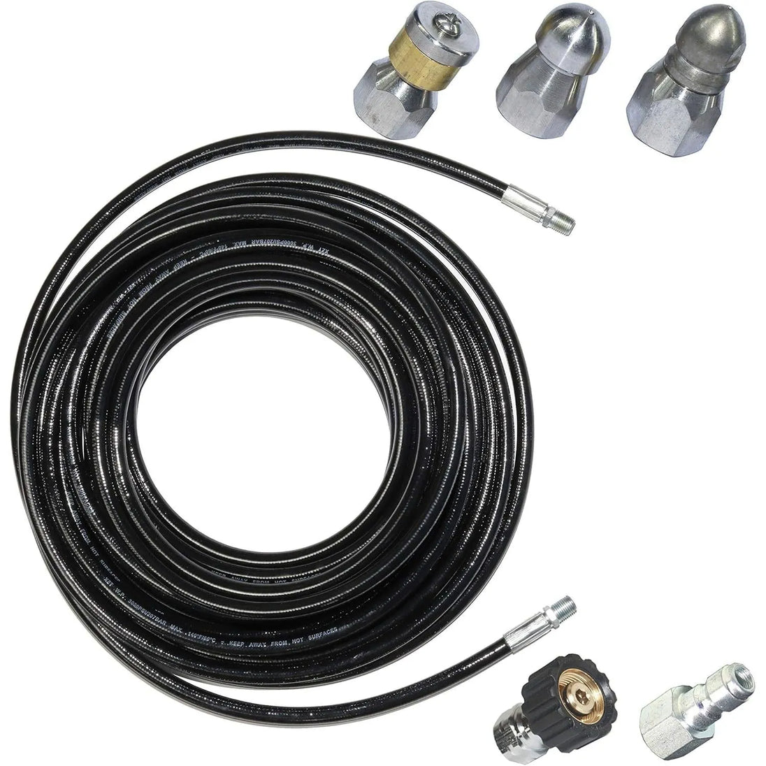 XZT 3000 PSI 1/4 Inch 50 FT Sewer Jetter Kit for Pressure Washer, Button Nose and Rotating Nozzle for Pressure Washer,Pressure Washer Drain Hose kit,Kitchen Drain Cleaner (50)-BeeSpareParts