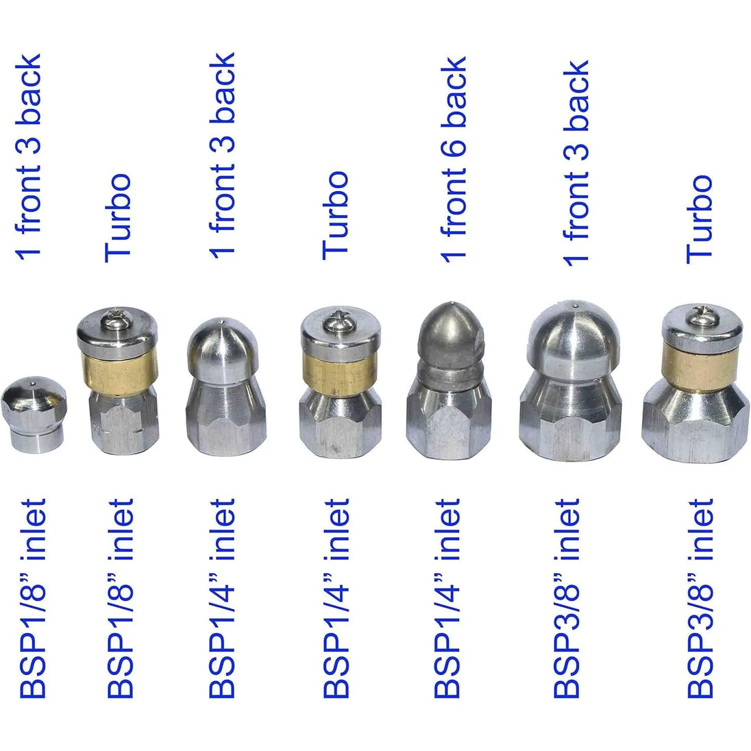 XZT-7Pack 4000psi Sewer Jetter Nozzle Kit,Rotating Button Nose,Pressure Washer Drain Jetter Hose Nozzle-BeeSpareParts