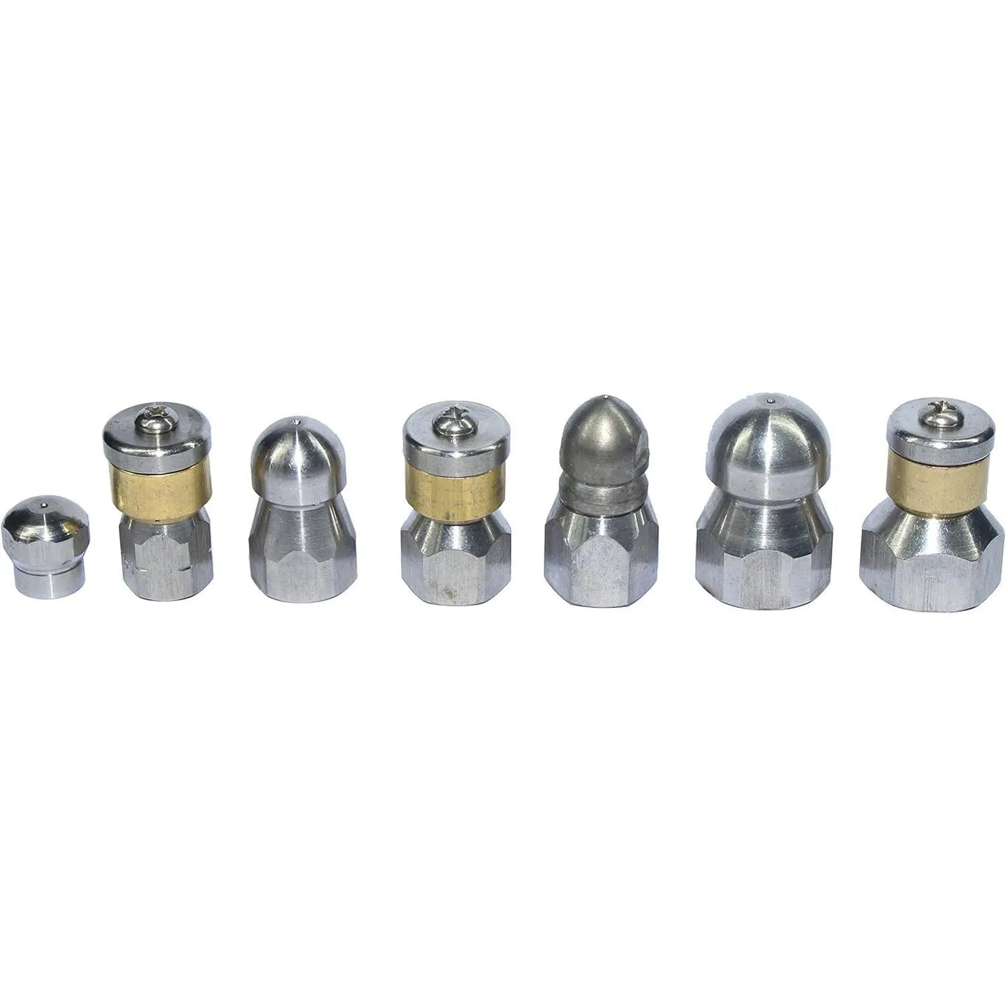 XZT-7Pack 4000psi Sewer Jetter Nozzle Kit,Rotating Button Nose,Pressure Washer Drain Jetter Hose Nozzle-BeeSpareParts