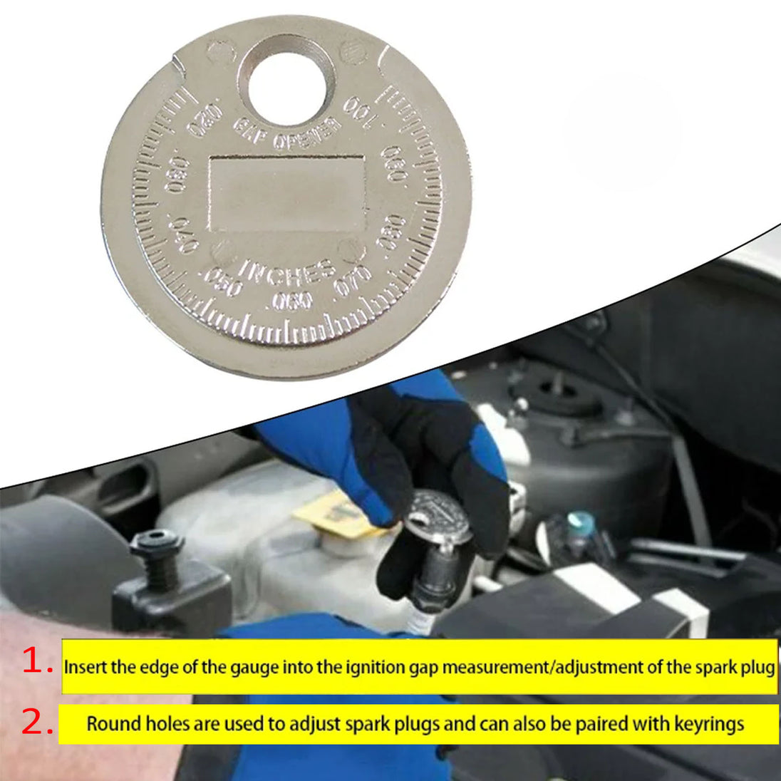 2 Pack Automobile And Motorcycle Spark Plug Gap Adjustment Tool 0.6-2.4mm Coin Type Spark Plug Gauge