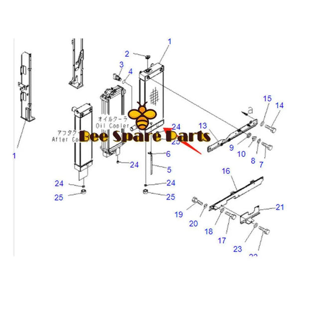 Aftermarket Komatsu 22U-03-22113 Water Tank Radiator For Komatsu Excavator PC228US-3-BeeSpareParts