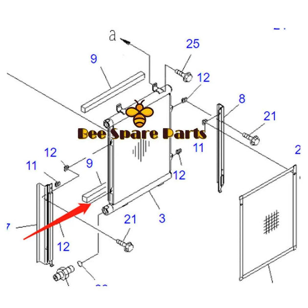 Aluminum Hydraulic Oil Cooler 201-03-72123 for Komatsu Excavator PC60-7 PC70-7-BeeSpareParts