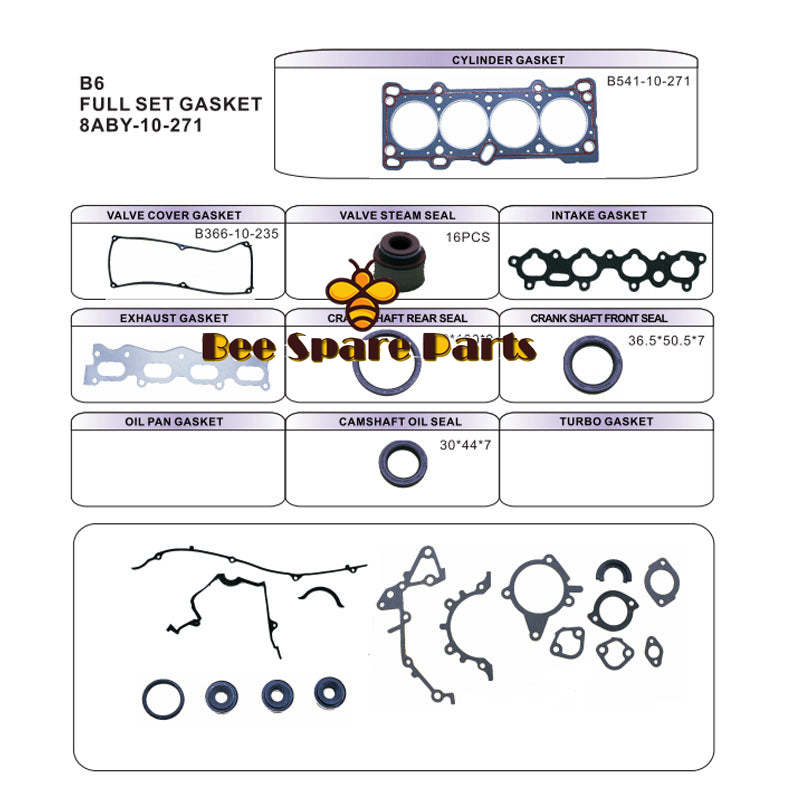 B6 Engine Full gasket set kit for Mazda 30X/323 1.6L 1598cc 1989-1997 50138100 0K25A-10-270 0K23A-10-270R