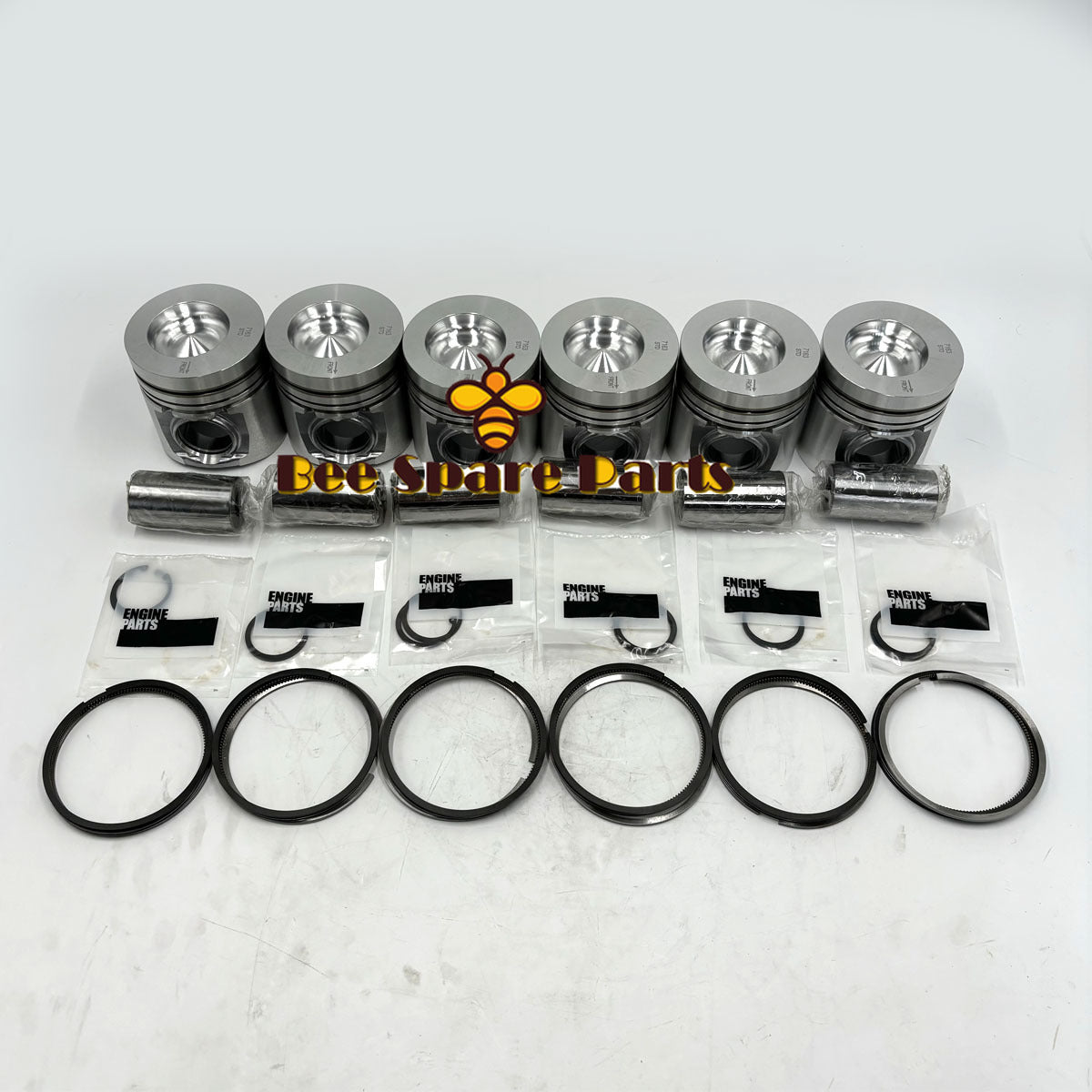 New 6 Sets STD Piston Kit With Ring 3907163 Fit For Cummins 4BT3.9 6BT5.9 Engine 102MM