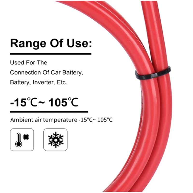 Battery Inverter Cable Set with Terminals 8/6AWG Stranded Copper Cord Solar Power Connection Wire with Lug-BeeSpareParts