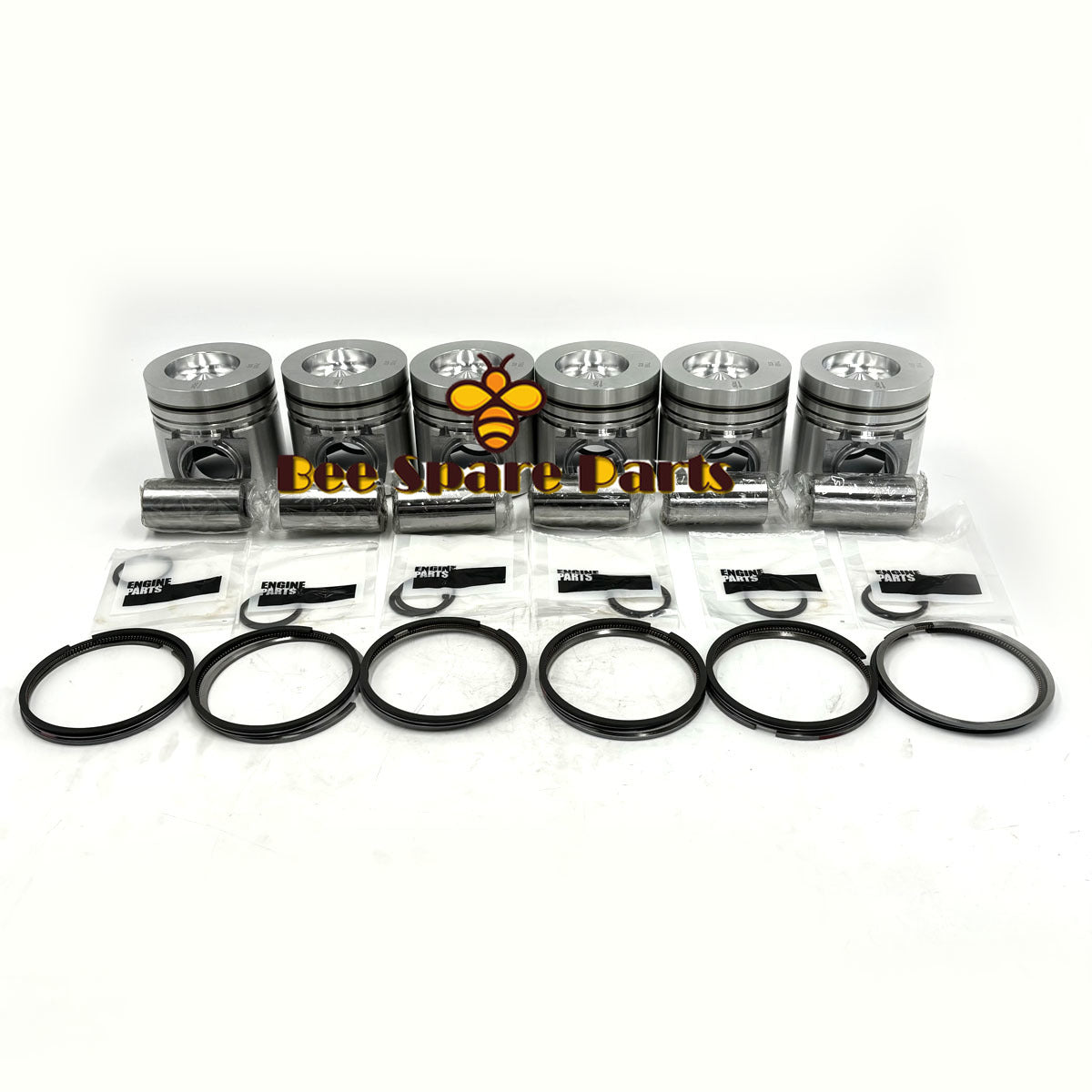 New 6 Sets STD Piston Kit With Ring 3907163 Fit For Cummins 4BT3.9 6BT5.9 Engine 102MM