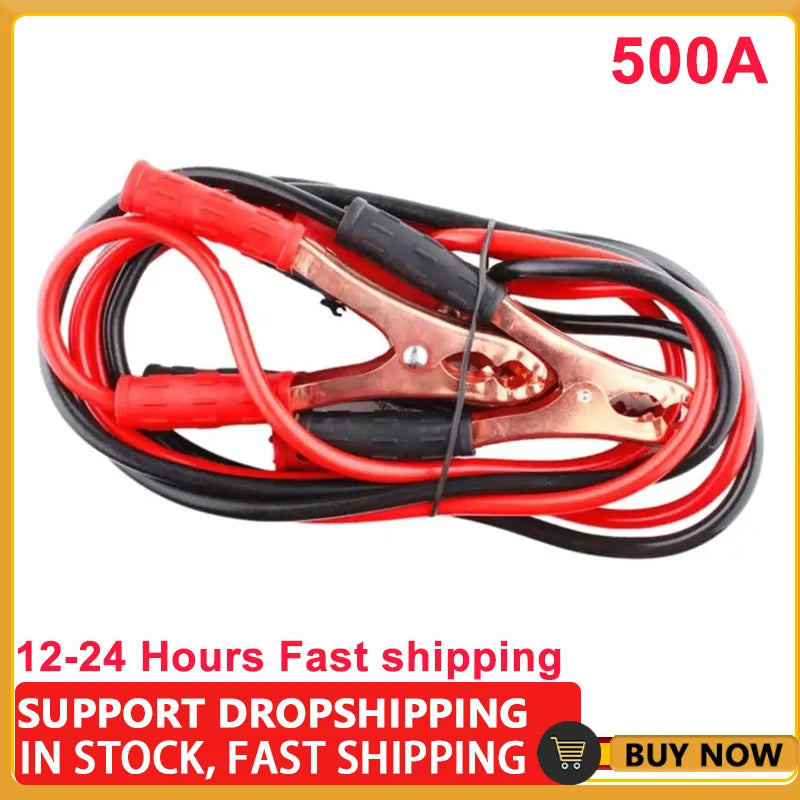 Black/Red 500A Battery Clip Car Leads Booster Cable 4 Meters PVC Thicken Battery Jump Start Leads Cable Accessories For Cars-BeeSpareParts
