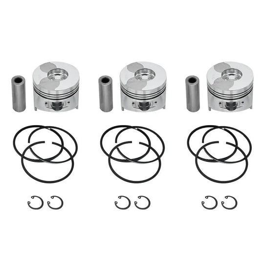 Buy 3 Sets Piston & Piston Ring Set STD 78mm for Kubota D1105 Engine B2910HSD B7800HSD B3030HSD F3680 KX71 KX71H-Replacement Aftermarket Parts