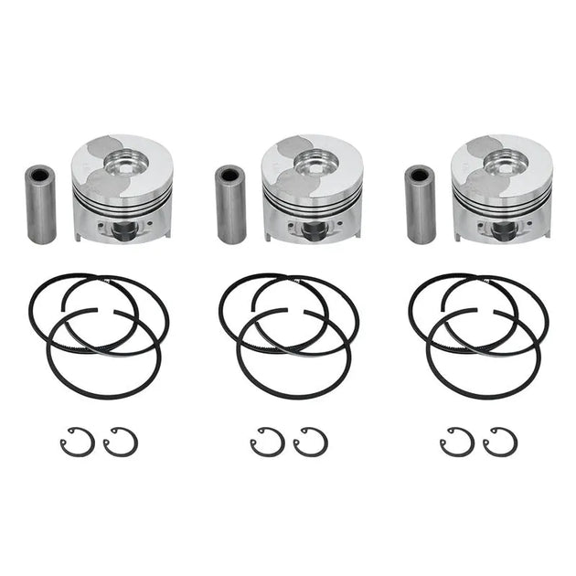 Buy 3 Sets Piston & Piston Ring Set STD 78mm for Kubota D1105 Engine B2910HSD B7800HSD B3030HSD F3680 KX71 KX71H-Replacement Aftermarket Parts