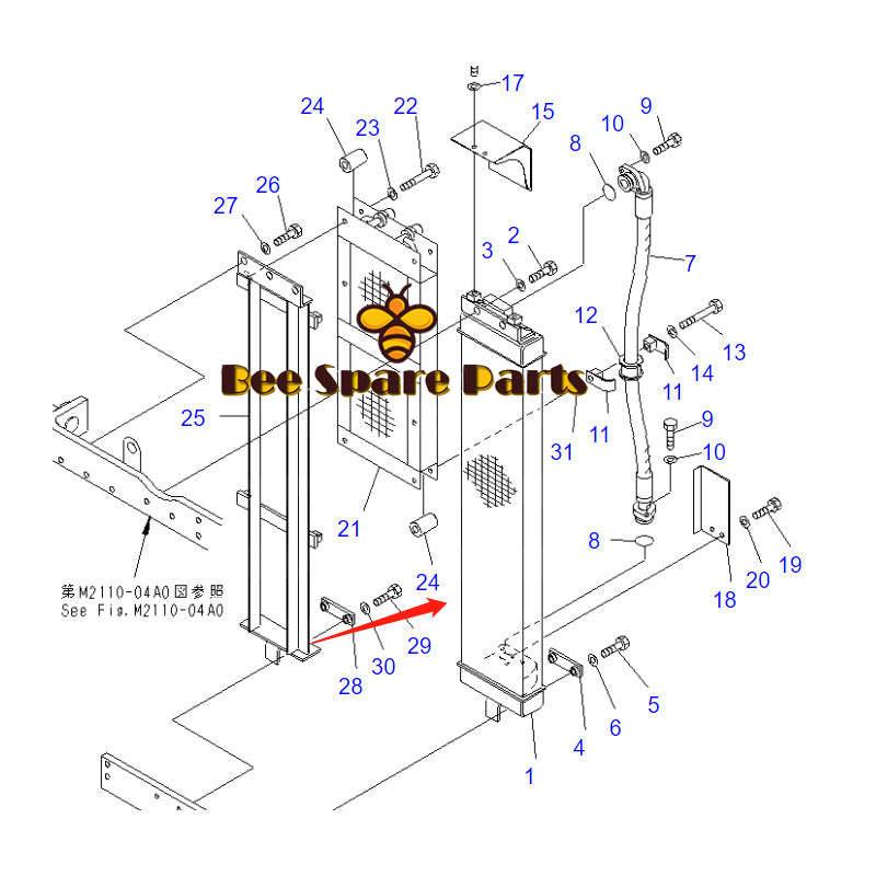 Oil Cooler 17M-03-45111 for Komatsu D275A-5 D275AX-5 Bulldozer