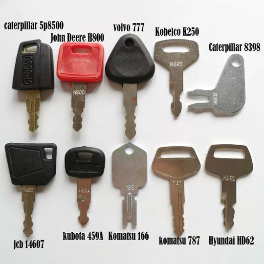 Construction Ignition Key Set 10 Keys Heavy Equipment Fit for Cat John Deere Komatsu-BeeSpareParts
