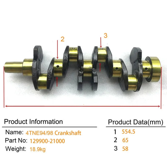 Crankshaft 129900-21000 for Yanmar 4TNE94 Engine-BeeSpareParts