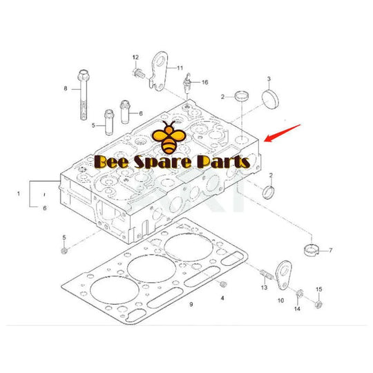 Cylinder Head E5500-03049 For Kioti CK25 Tractor-BeeSpareParts