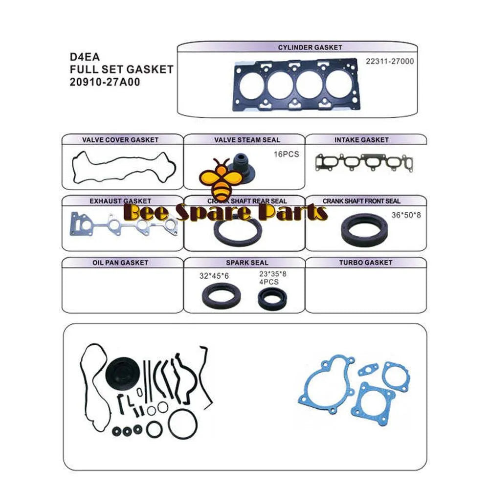 D4EA Engine rebuilding kits 20910-27A00 full gasket set For KIA Carens II Cerato For hyundai Trajet Elantra Santa Fe Tucson 2.0L-Replacement Aftermarket Parts