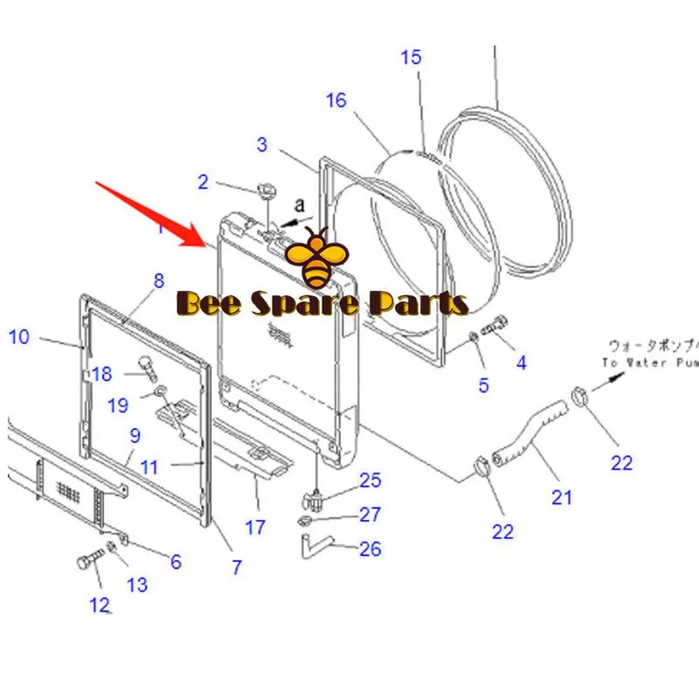D85ESS-2 RADIATOR 14X-03-11321 Water Tank For Komatsu Excavator-BeeSpareParts