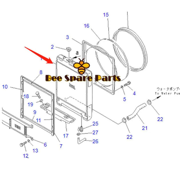 D85ESS-2 RADIATOR 14X-03-11321 Water Tank For Komatsu Excavator-BeeSpareParts