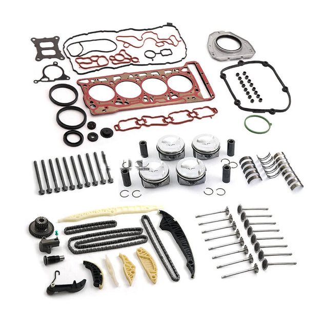 Engine Rebuild Overhaul Valves Kit Pistons Rings Timing Chain Tensioner Cranks for VW Audi S3 TTS Golf R MK7 2.0 TSI CJX DNU-BeeSpareParts