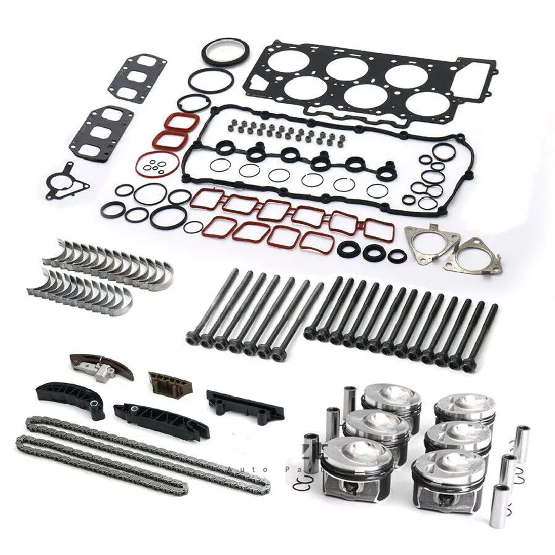 Engine Rebuilding Overhaul Pistons Timing Chain Kit for Porsche VW Audi 3.6L VR6-BeeSpareParts
