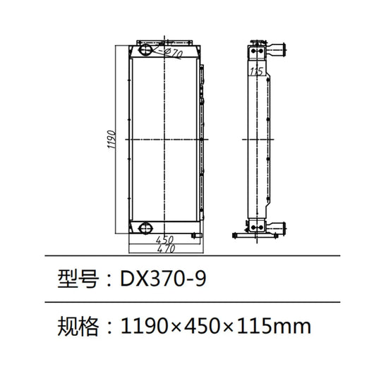 Excavator Water Tank DX370-9 Radiator K1004867B K1004867A K1023212 For Doosan Daewoo Excavator-BeeSpareParts