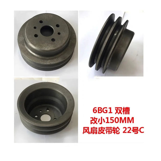Fits Hitachi EX200-6 ZAX200-1 6BG1 engine fan pulley double slot-Replacement Aftermarket Parts
