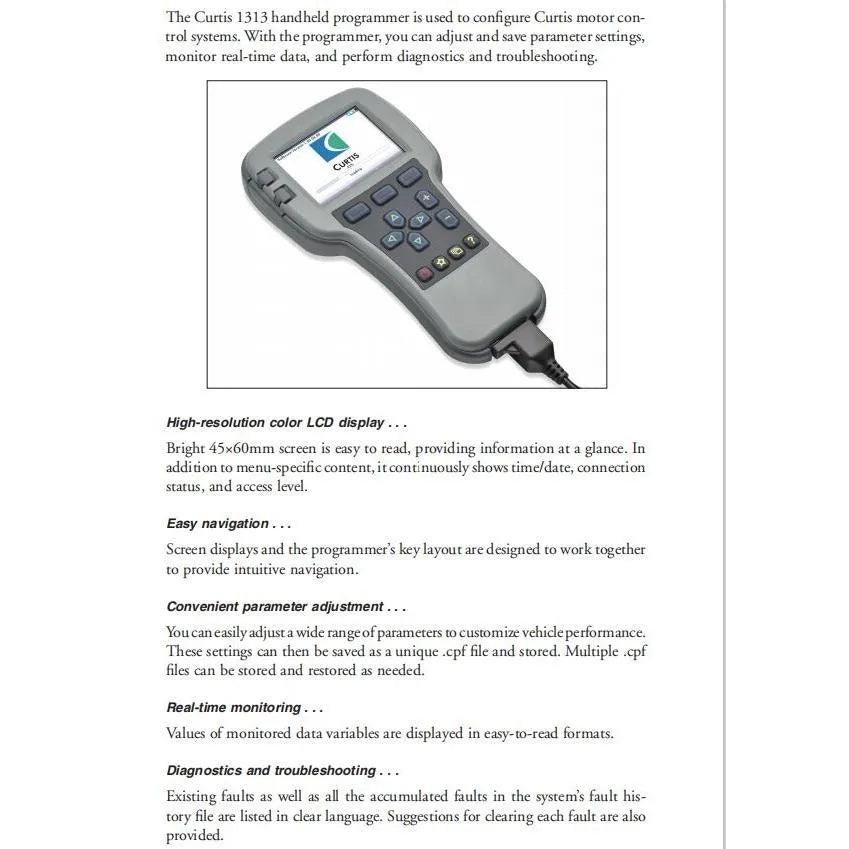For Curtis 1313K 4331 Level Handheld Programmer Handset With 4Pin Moles Cable/Square Plug/9 Pin RS232 Serial Interface-BeeSpareParts