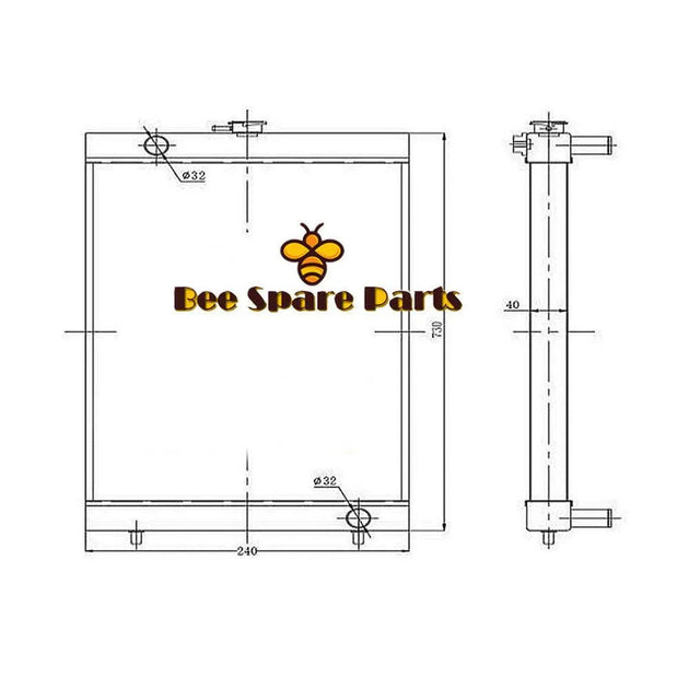 For Doosan Excavator DX60 Water Tank Radiator Core ASS'Y-BeeSpareParts