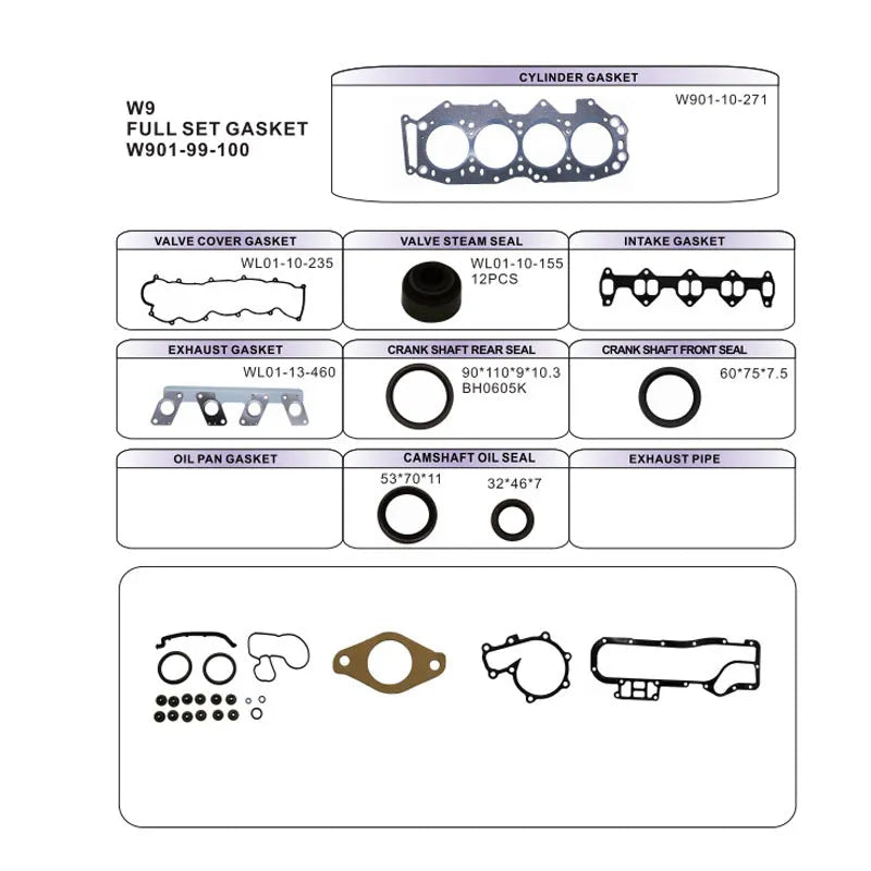 For Mazda WL/B2500/B2900 W9/B3000 Engine Auto Spare Parts Rebuilding Kits Set WL31-10-100 / WL31-10-100E/8ASX-10-271 B-SERIE 2.5-BeeSpareParts