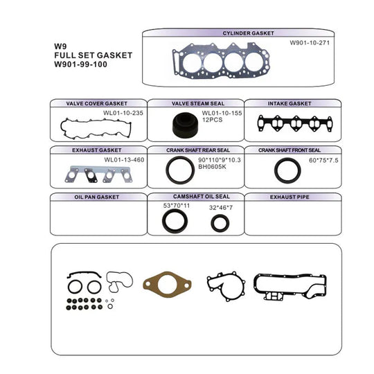 For Mazda WL/B2500/B2900 W9/B3000 Engine Auto Spare Parts Rebuilding Kits Set WL31-10-100 / WL31-10-100E/8ASX-10-271 B-SERIE 2.5-BeeSpareParts