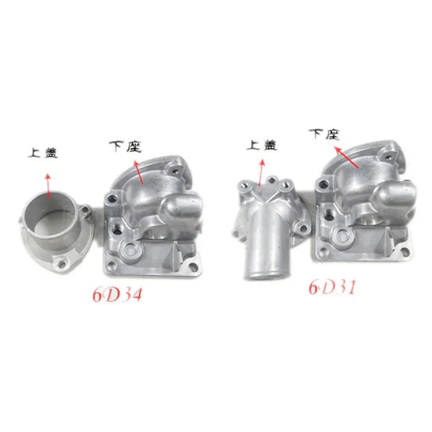 Full Set Upper & Lower Thermostat Housing With Mitsubishi 6D31 Engine For Kobelco SK200 SK200-3 Excavators-BeeSpareParts