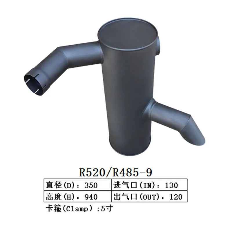 Muffler Silencer for Hyundai Excavator R520 R485-9-Replacement Aftermarket Parts