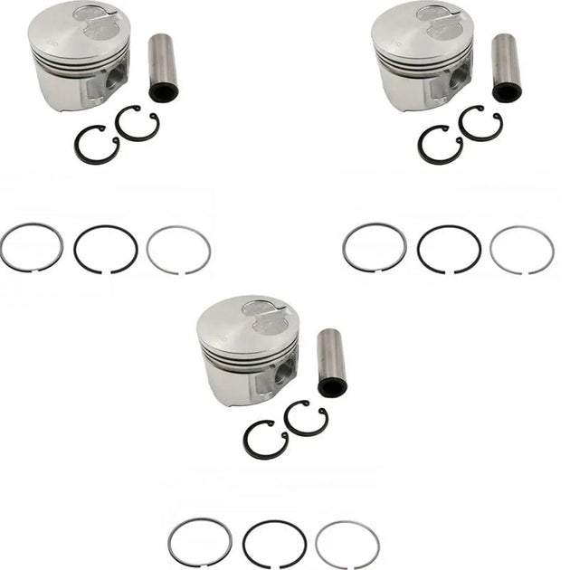 New 3 Sets STD Piston Kit With Ring 119620-22090 Fit For Yanmar 3TNA72 Engine 72MM-BeeSpareParts