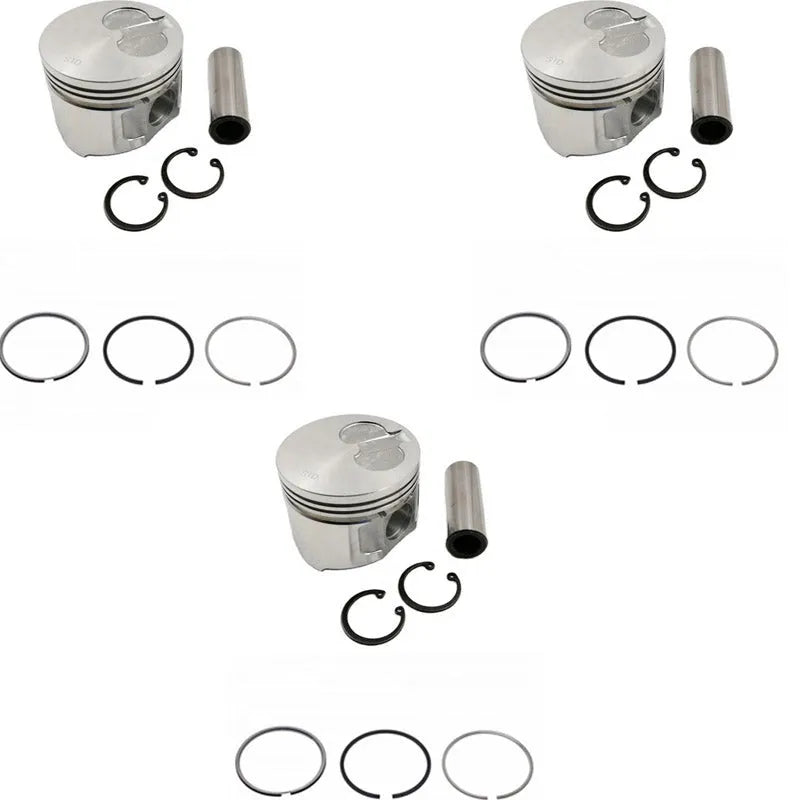 New 3 Sets STD Piston Kit With Ring 119620-22090 Fit For Yanmar 3TNA72 Engine 72MM-BeeSpareParts