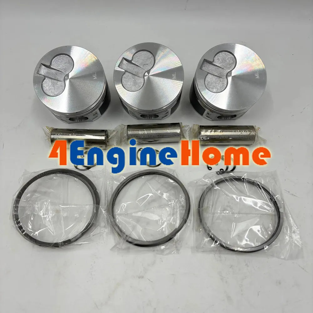 New 3 Sets STD Piston Kit With Ring 119623-22080 Fit For Yanmar 3TNE74 Engine 74MM-BeeSpareParts