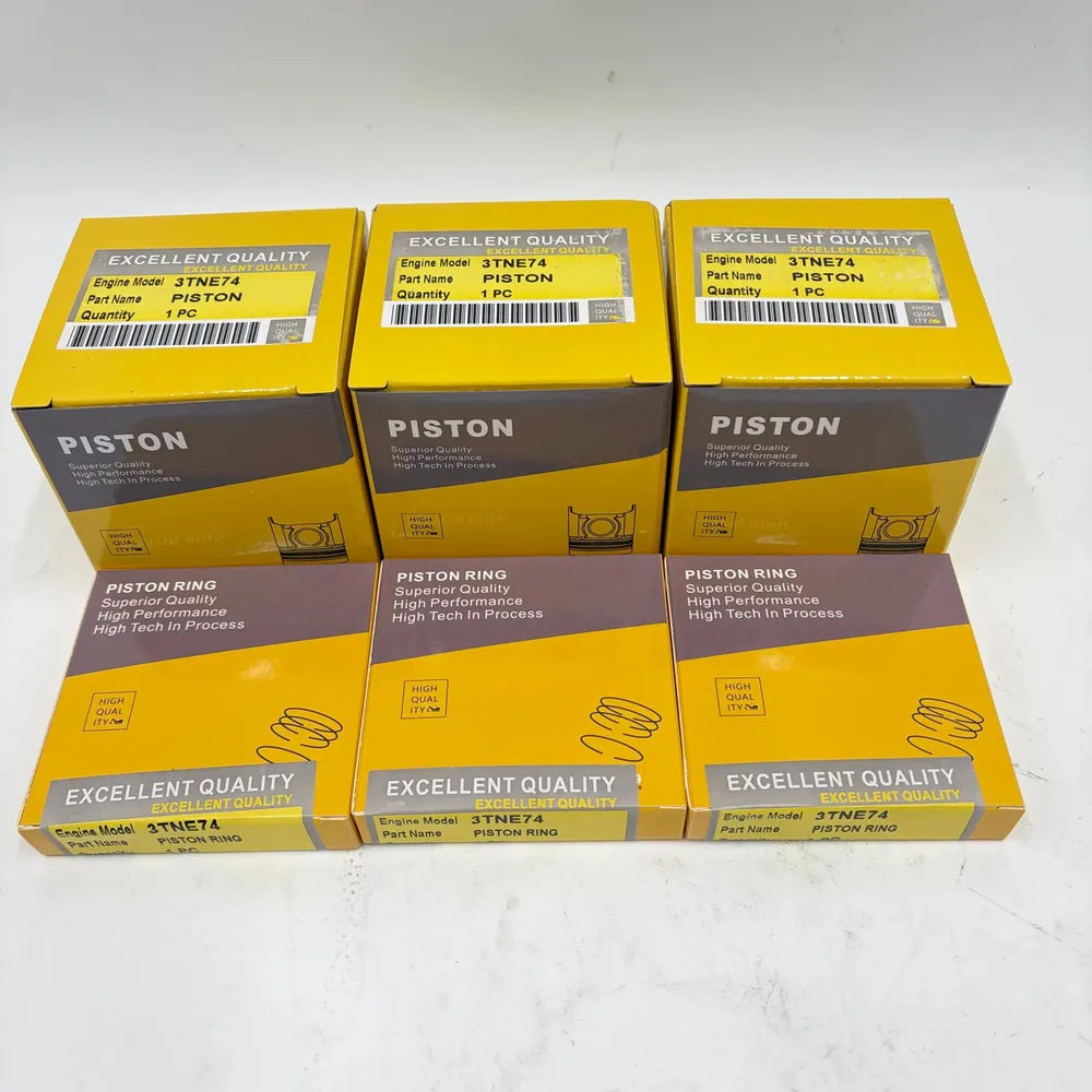 New 3 Sets STD Piston Kit With Ring 119623-22080 Fit For Yanmar 3TNE74 Engine 74MM-BeeSpareParts