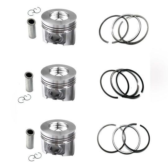 New 3 Sets STD Piston Kit With Ring 119811-22080 Fit For Yanmar 3TNC78 Engine 78MM-BeeSpareParts