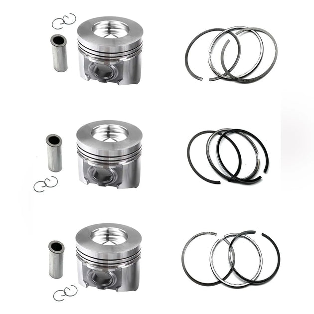 New 3 Sets STD Piston Kit With Ring 119811-22080 Fit For Yanmar 3TNC78 Engine 78MM-BeeSpareParts