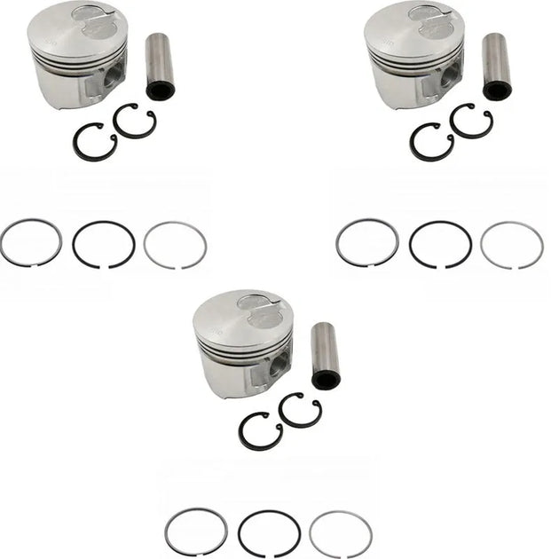 New 3 Sets STD Piston Kit With Ring 129515-22080 Fit For Yanmar 3TNV70 Engine 70MM-BeeSpareParts
