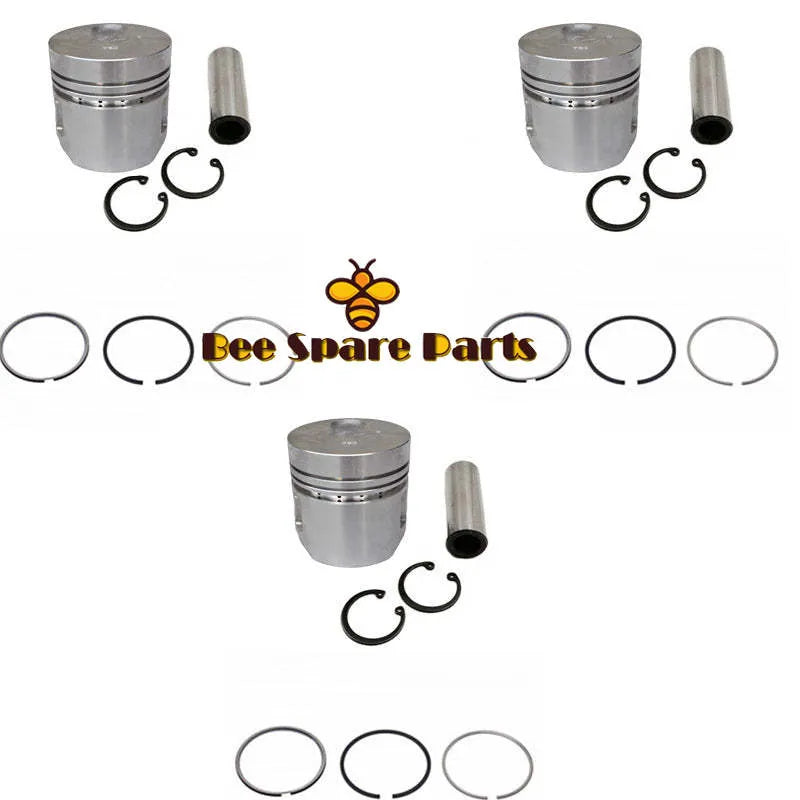 New 3 Sets STD Piston Kit With Ring 34617-00100 Fit For Mitsubishi S3E Engine 82MM-BeeSpareParts